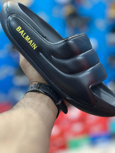 Balmain Stripes Slippers Triple Black