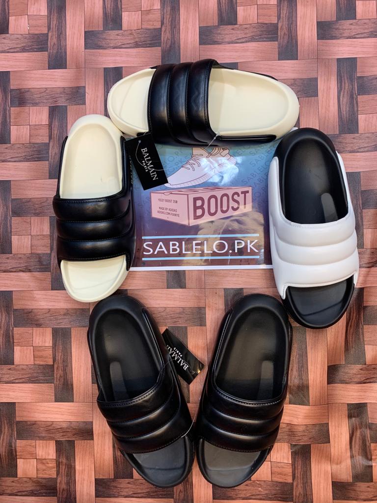 Balmain Stripes Slippers Triple Black